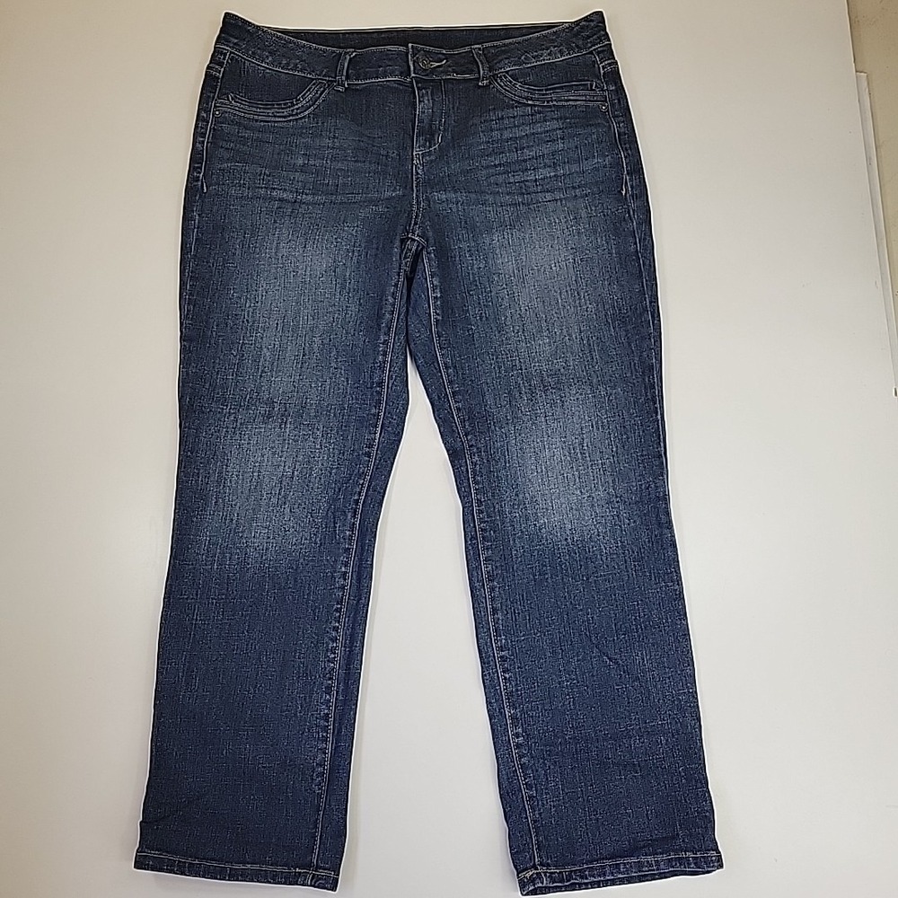 Simply Vera Vera Wang Jeans Women Size 12 Mid Rise Whiskered Denim Blue